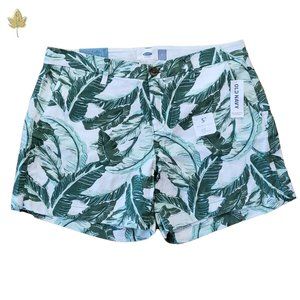 Old Navy | Linen Shorts | Green Palm Print | Sz 4